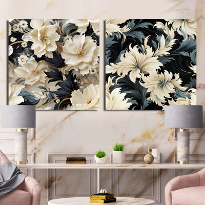 Willia - Ensemble de 2 collages carrés floraux