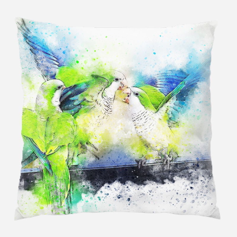 Coussin décoratif oiseaux Mccarroll, Microsuède, Intérieur