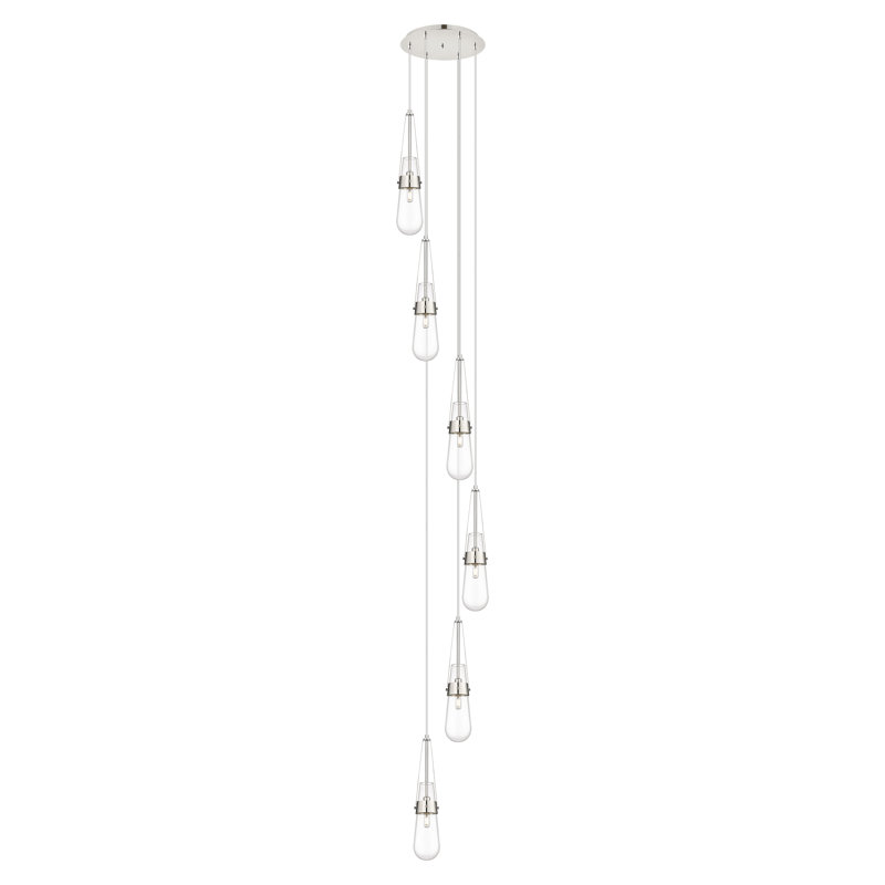Luminaire suspendu grappe 6 lumières Starcher, Transparent, Nickel poli