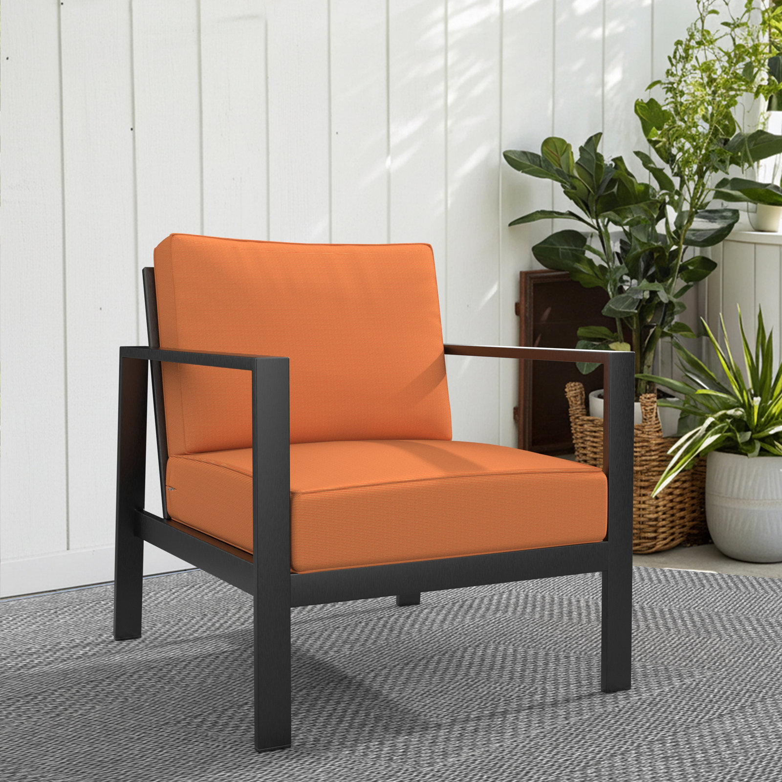 Lani Outdoor 2 - Piece Sunbrella Seat/Back Cushion, Sunbrella Upholstery Tangerine Sunbrella® Canvas