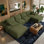 Canapé modulaire surdimensionné en forme de U de 135,4 po, canapé à dossier profond désossé avec repose-pieds Cloud, sans assemblage Canapé modulaire en forme de U pour meubles de salon, vert