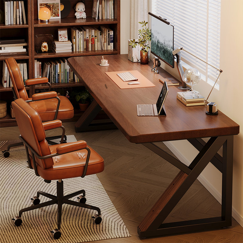63" Rectangular Solid Wood Study Desk with Integrated Cable Organizer, 63 inch