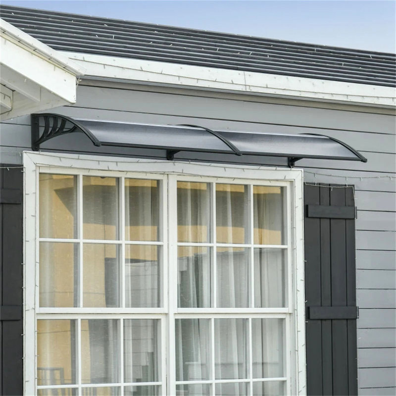 Outsunny Front Door Canopy Outdoor Awning Rain Shelter 196 x 75cm, Black