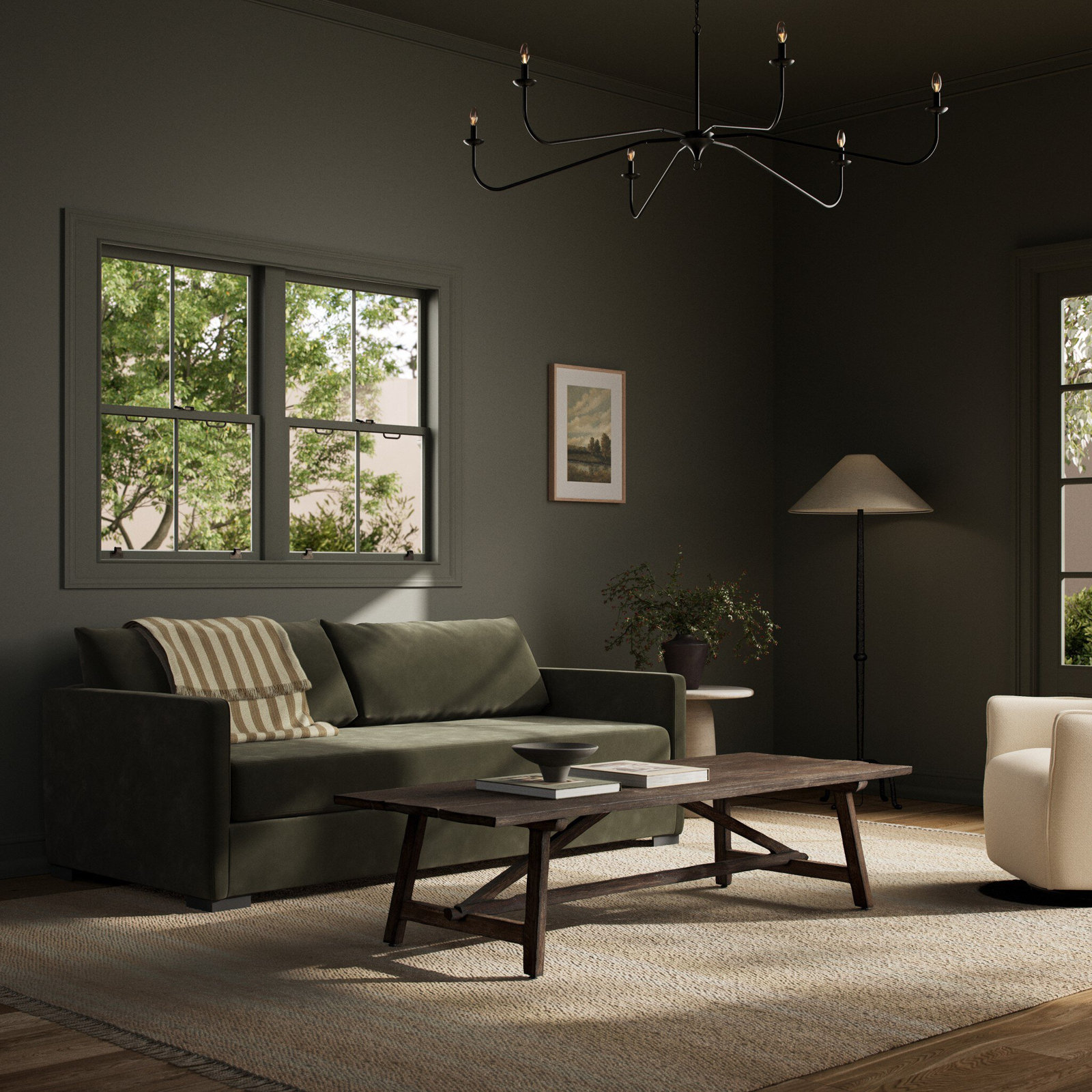 Peyton 87'' Upholstered Sofa, Surrey Olive