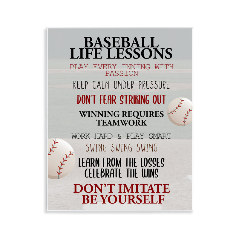 Plaque murale Baseball Life Lessons, design par Kim Allen