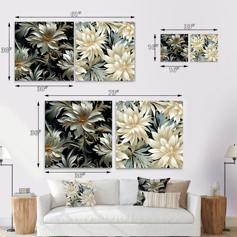 Matheo - Ensemble de 2 art mural en verre acrylique, H 16 po x l 33 po