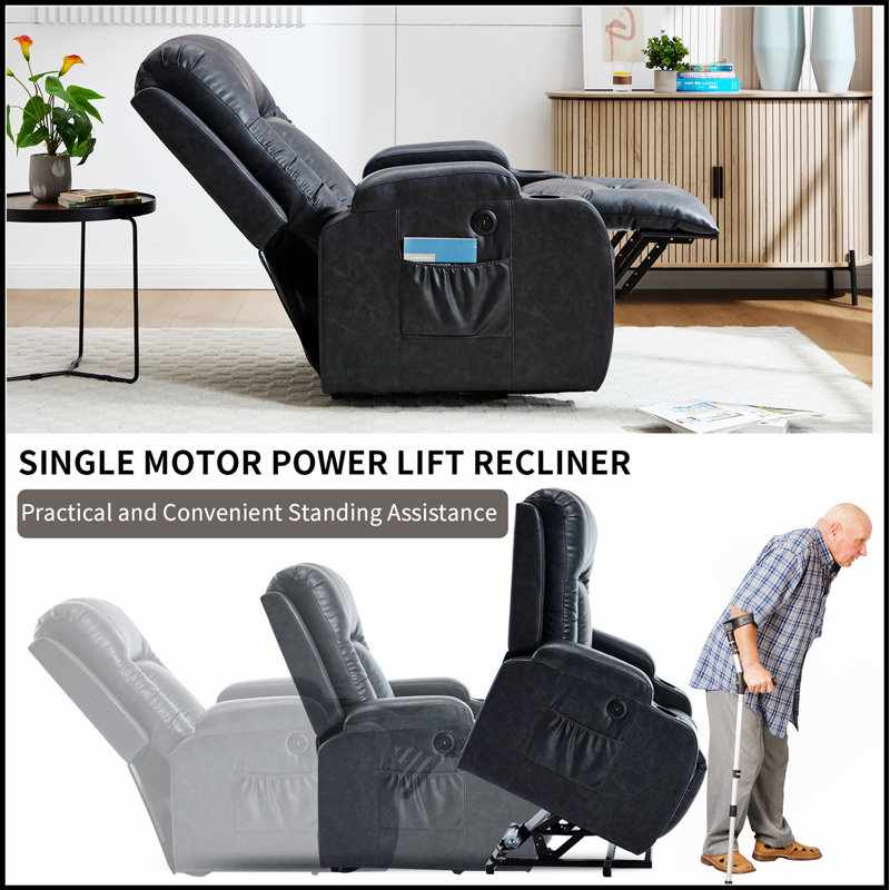 Fauteuil inclinable en polyuréthane inclinable Power Lift, Gris