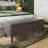 Derryberry Ottoman Storage Bench. Grey Button Tufted Linen Fabric Upholstered. 2 Leg Options Included.