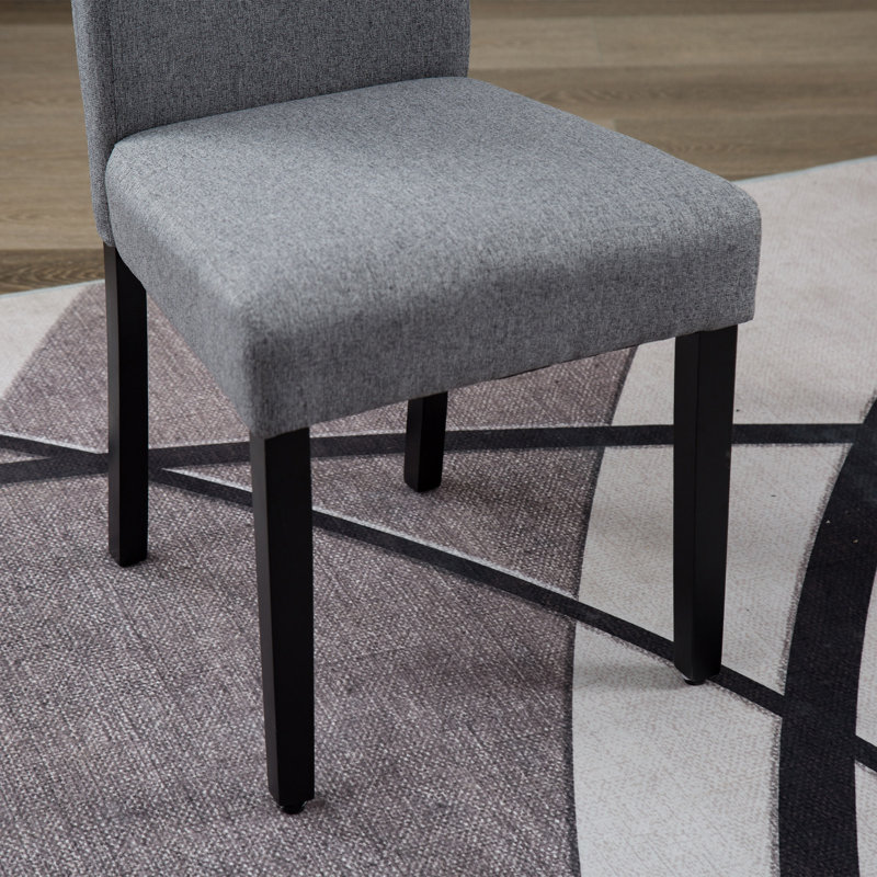 Chaises de salle à manger rembourrées en lin et tissu gris (ensemble de 4), Gris, 4