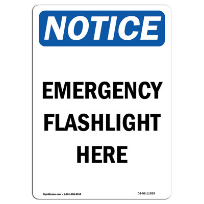 Emergency Flashlight Here Sign