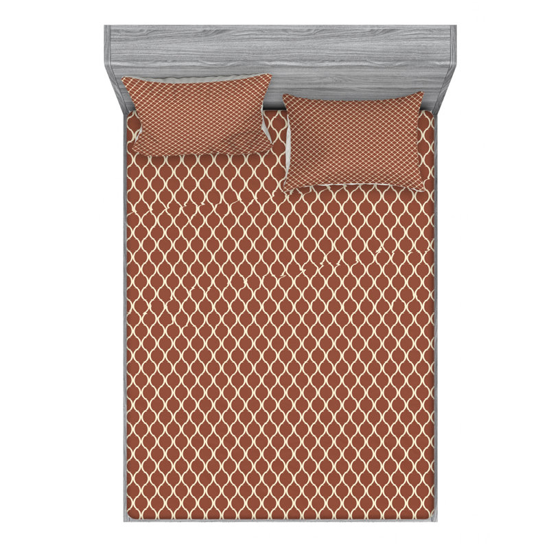 Microfiber Geometric Sheet Set, Queen Sheet Set with Fitted Sheet