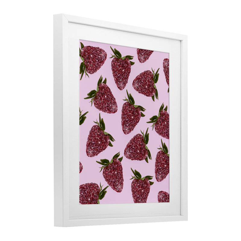 Impression encadrée sous verre Glimmer Strawberry, 21 x 17, Bord de mer blanc sous verre encadré