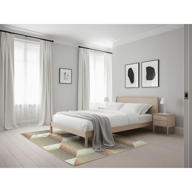 Tapis brun à motif géométrique Kingery, Rectangle 5 pi x 7 pi