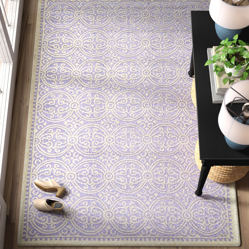 Ferguson Damask Wool Hand Woven Area Rug, Rectangle 152 x 244 cm