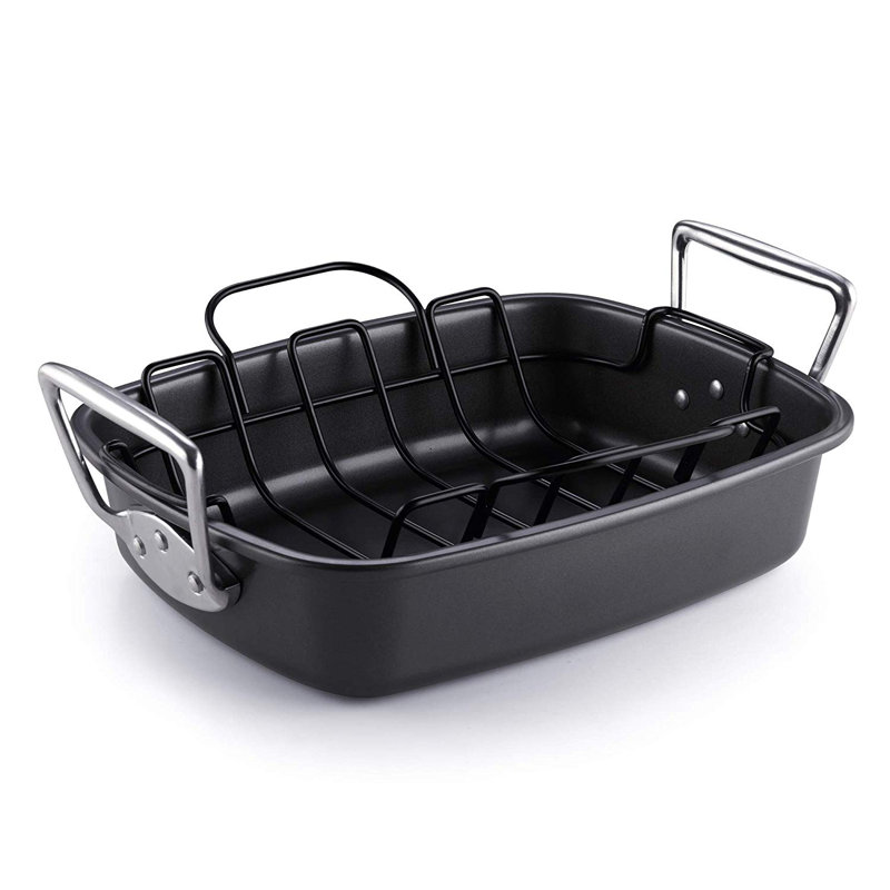 Plat à rôtir antiadhésif 17 po x 13 po Cook N Home Basics, noir