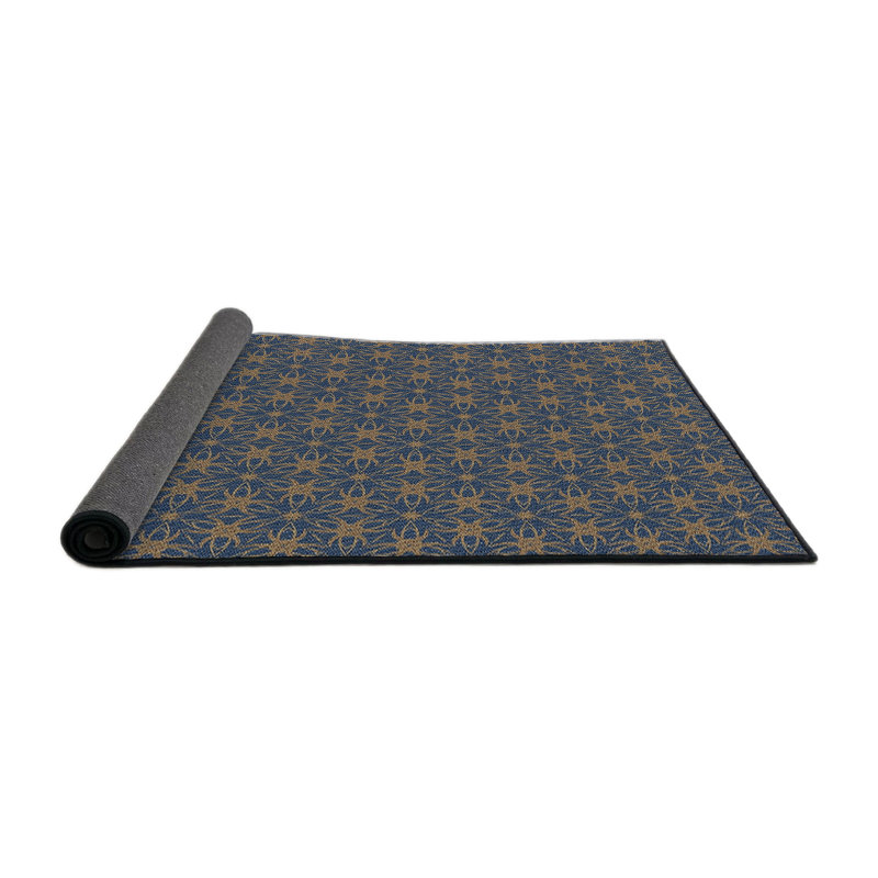 Tapis jaune/bleu marine à motifs Hinojosa, Rond 5 pi