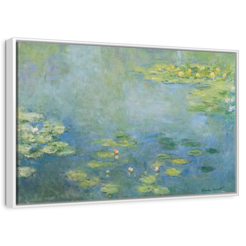 Nymphéas III, 13 po x 9 po, Cadre flottant blanc
