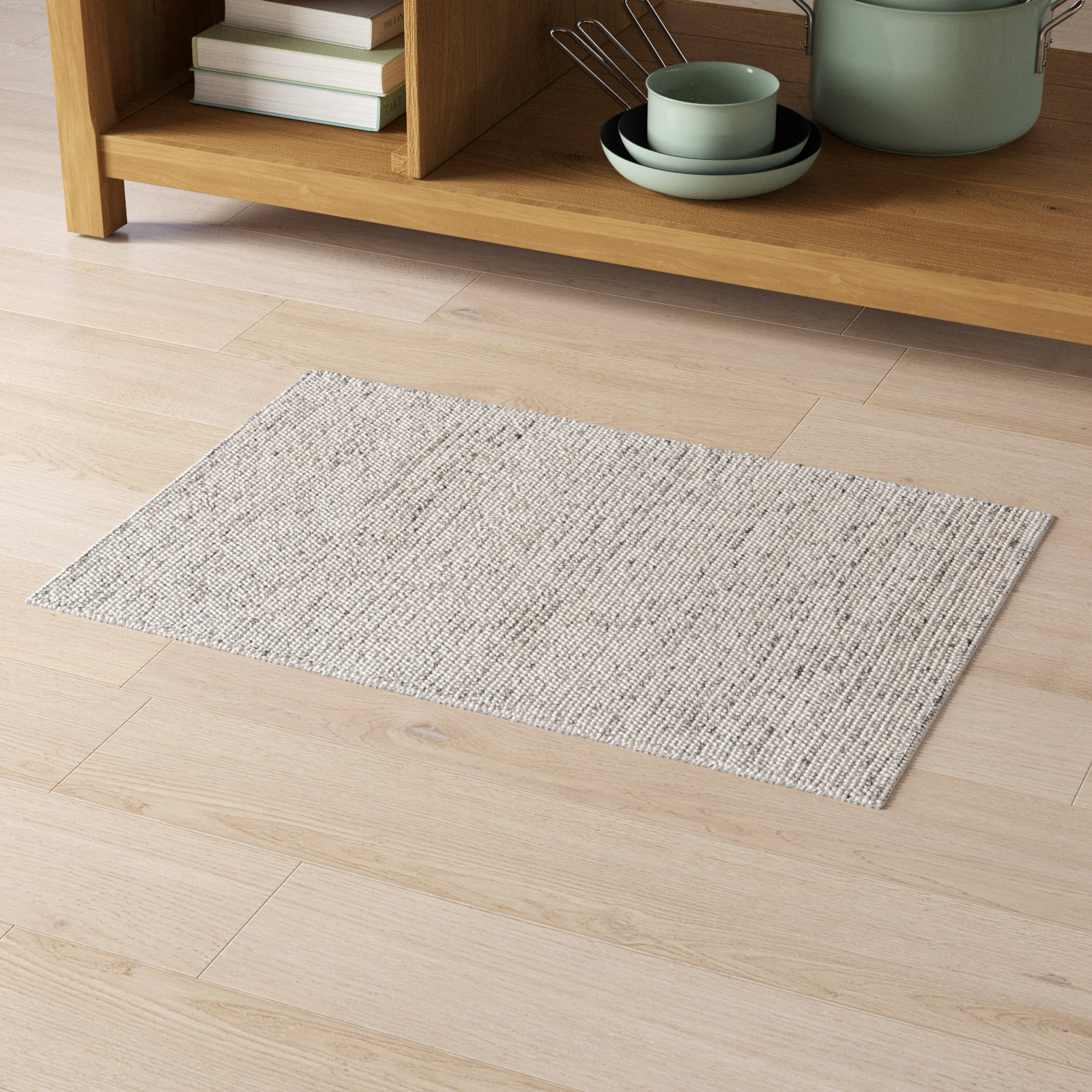 Amalda Ivory Hand-Woven Wool Rug, Rectangle 2' x 3'