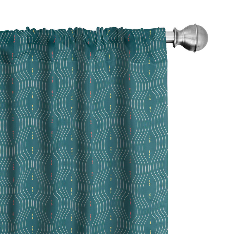 Abstract Semi-Sheer Rod Pocket Curtain Panels, 28" x 84"