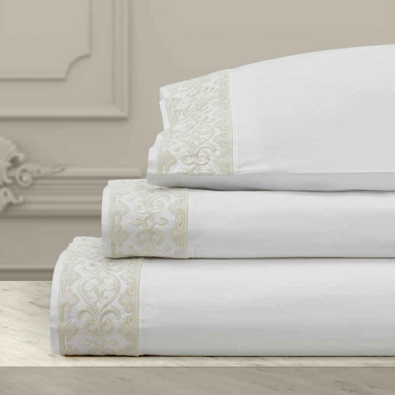 Majestic - Sheet California King 4Pc. Sheet Set, Ivory, California King Sheet Set with 2 Pillowcases