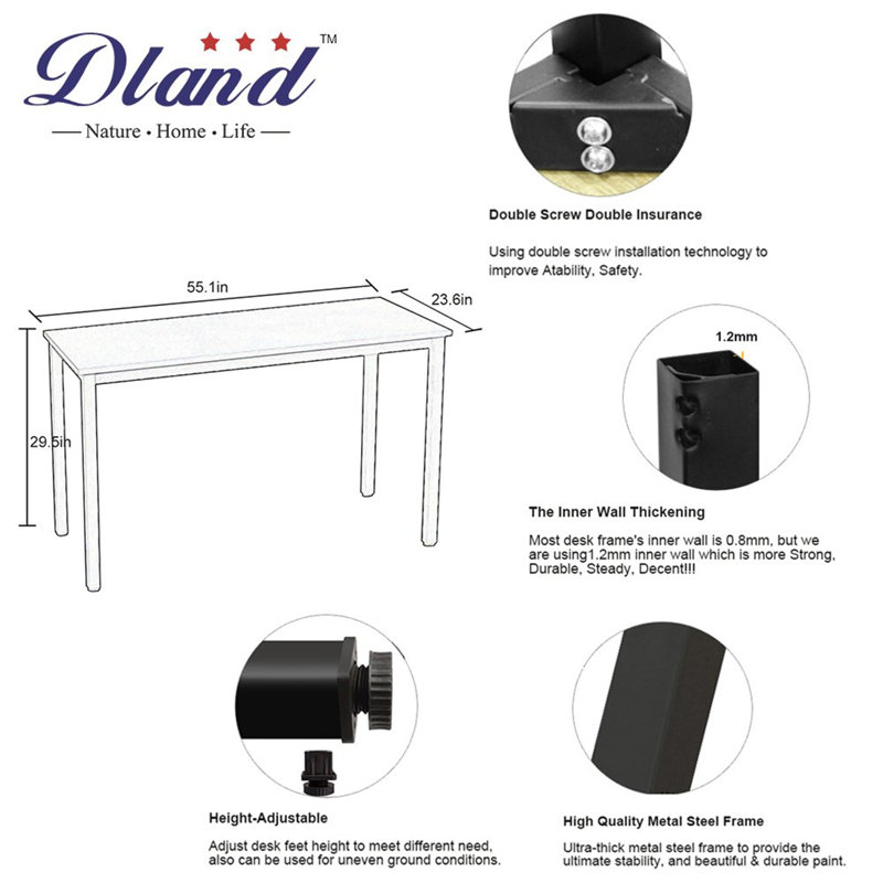 Bureau d'ordinateur Pauljohn, Blanc, Blanc, H 29,02 po x l 55 po x P 22,99 po