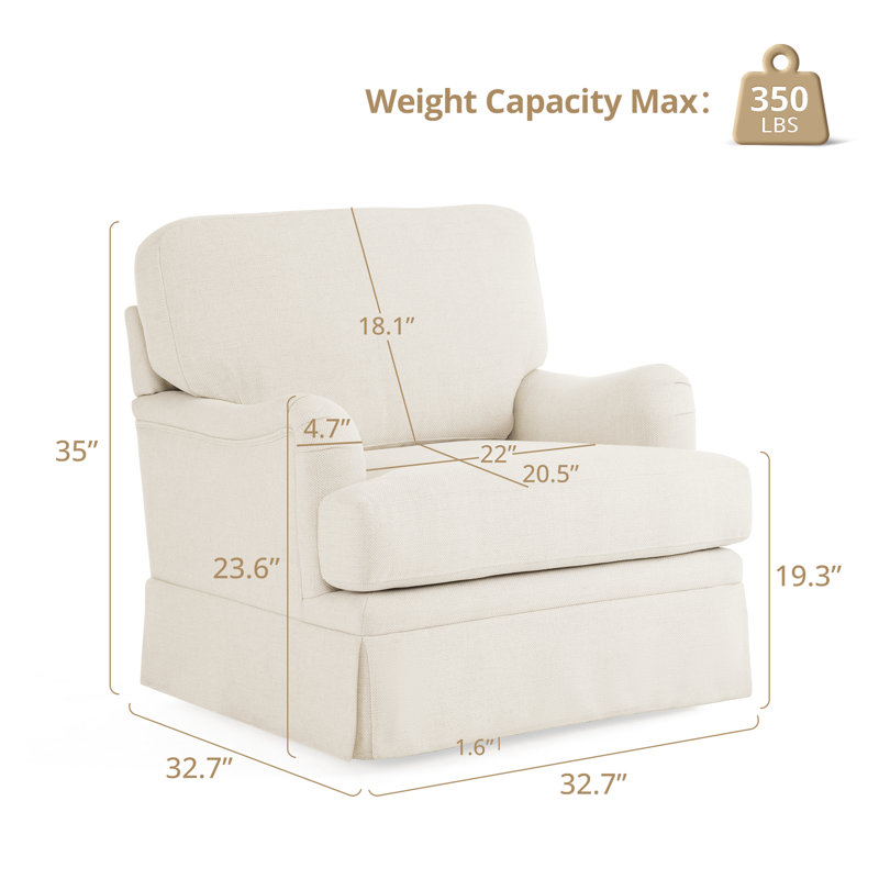 32.7'' Skirted Swivel Accent Arm Chair For Living Room, Bedroom  (Set of 2), Beige