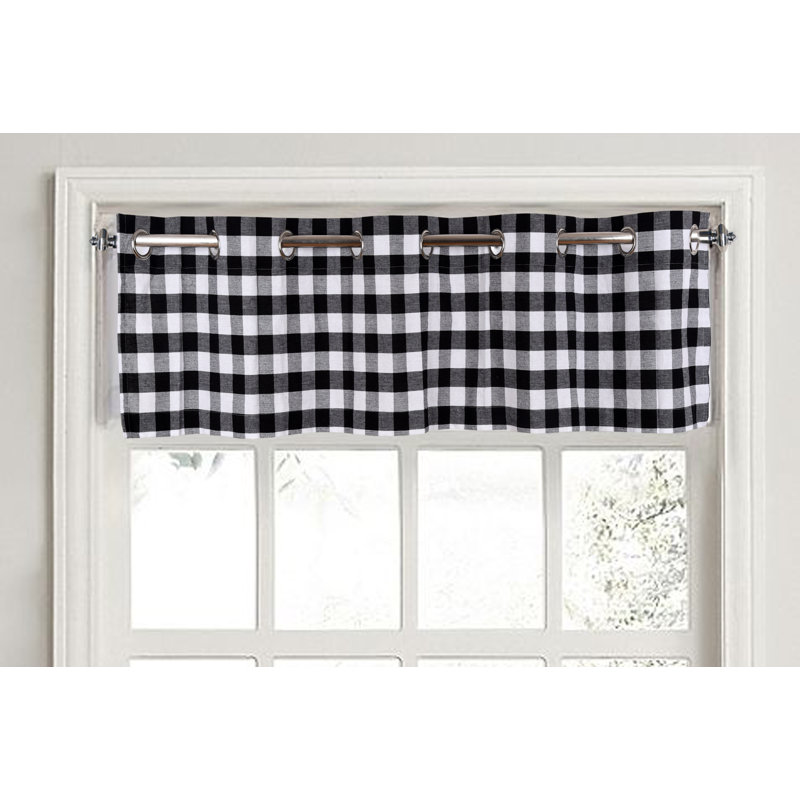 Cotton Checkered Scalloped Window Valance
