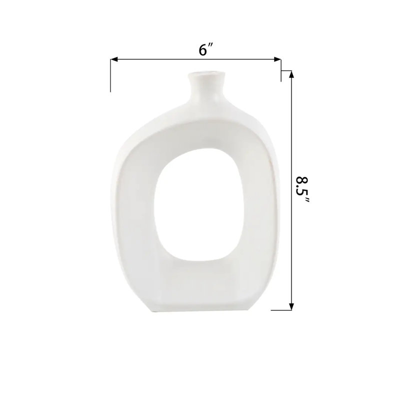 8.5" Modern Open Oval Ceramic Vase