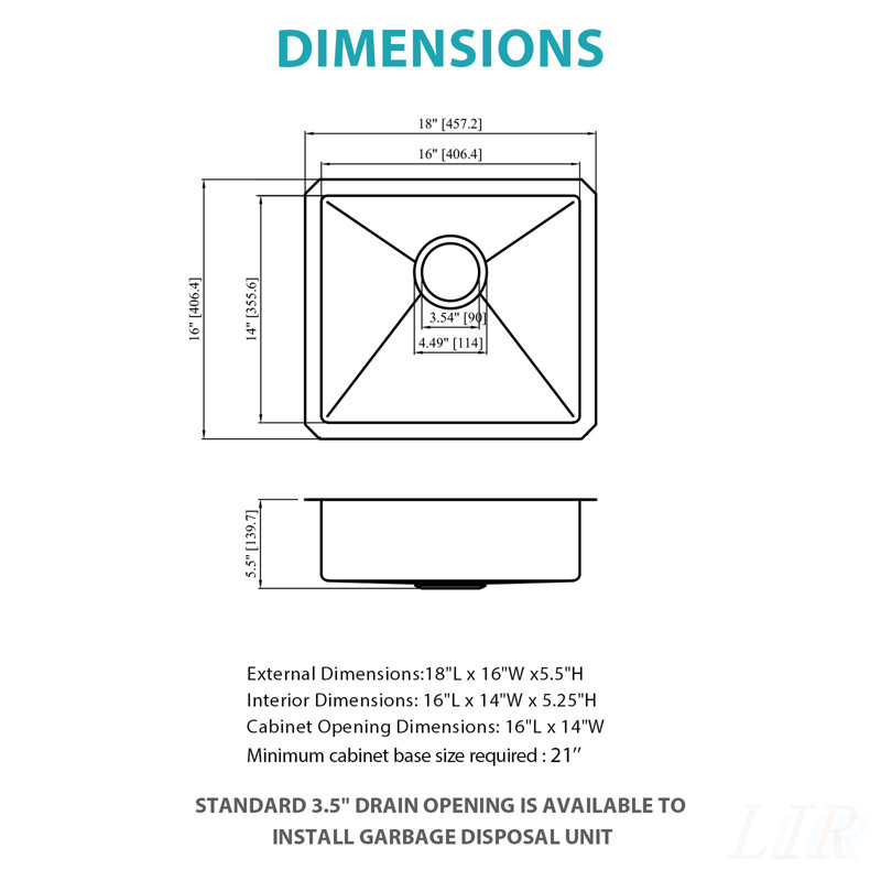 ADA-Compliant 18 Inch Undermount Kitchen Sink, 5.5-Inch Low Depth, 16 Gauge Stainless Steel, Handmade for Accessibility and Durability