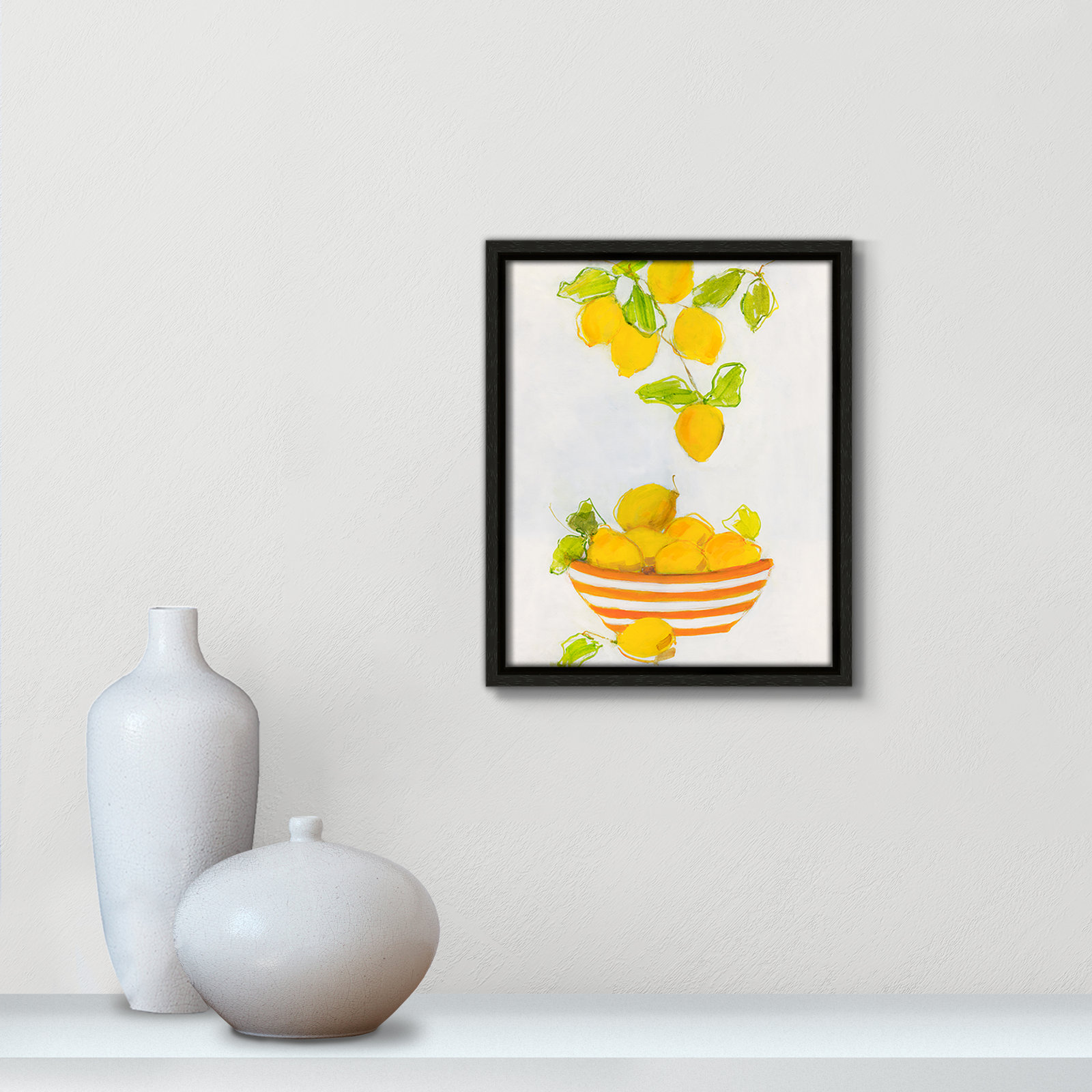 Darcy "Lemonlicious" Painting by Sally Swatland, 11.5" H x 9.5" W x 2" D, Espresso Framed Canvas