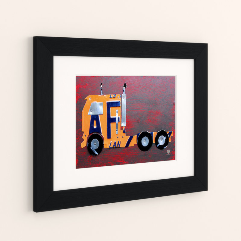 « semi-truck », art encadré, H 11 po x l 14 po x P 0,5 po