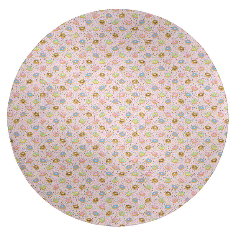 Chenille Geometric Indoor Rug, Round 5'