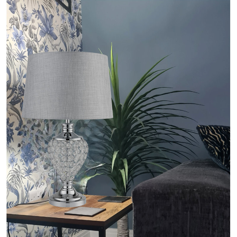 Edie 57Cm Crystal Chrome Silver Modern Table Lamp