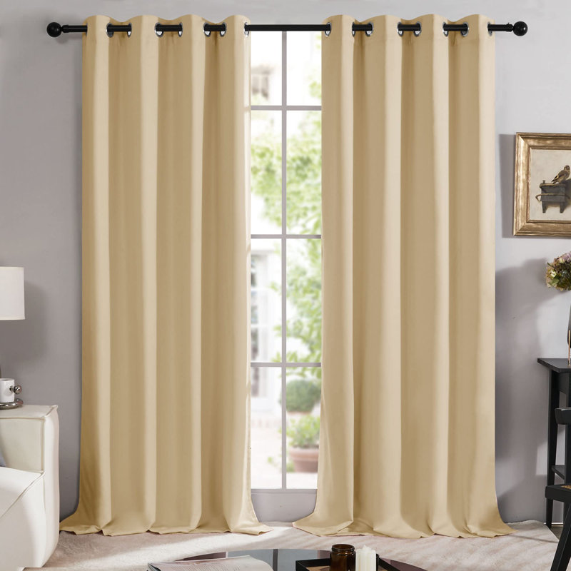 100 Percent Blackout with Liner Grommet Curtain Panel (Set of 4), 52" W x 84" L, Burlywood