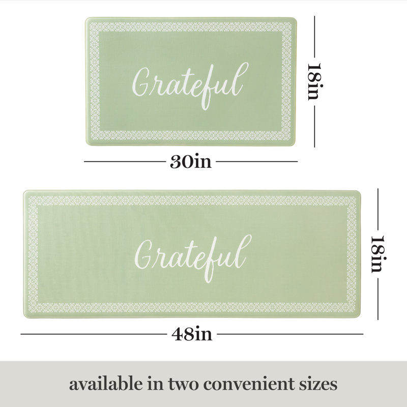 MARTHA STEWART Bloomfield Grateful Border Kitchen Mat , Runner 1'6" x 4', Green