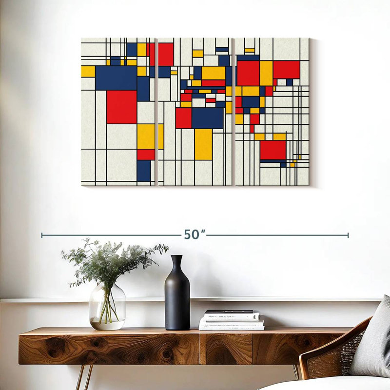 Avery Abstract Squares World Map, 24" H x 38" W