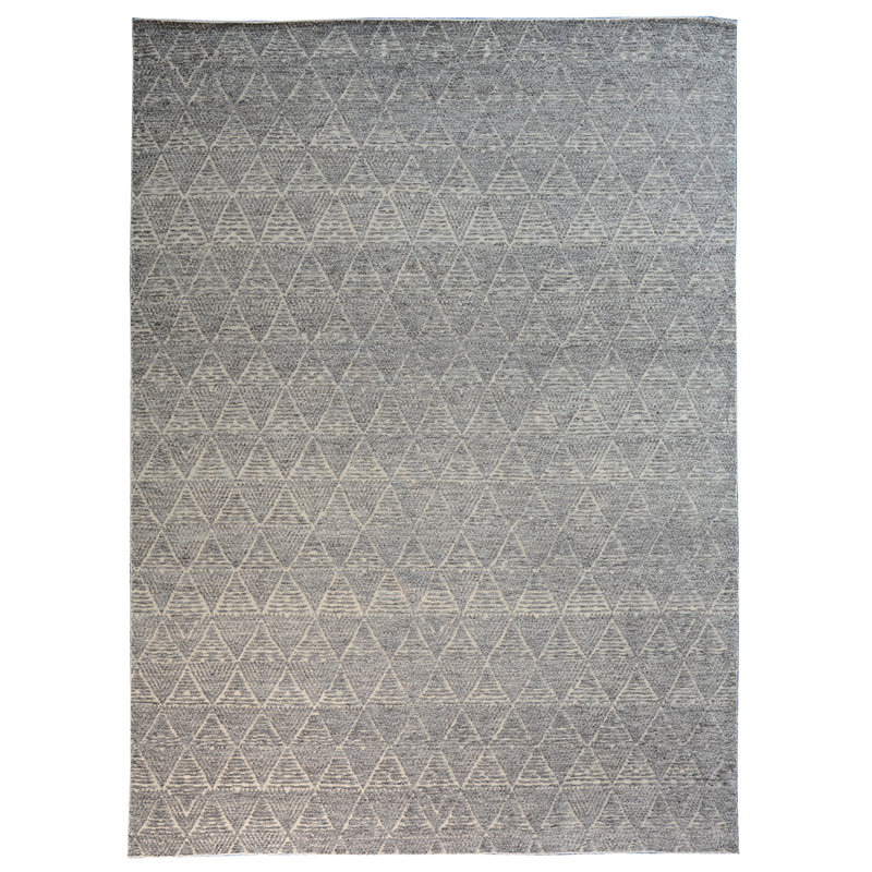Wool Geometric Area Rug in Gray, Rectangle 10' x 14'