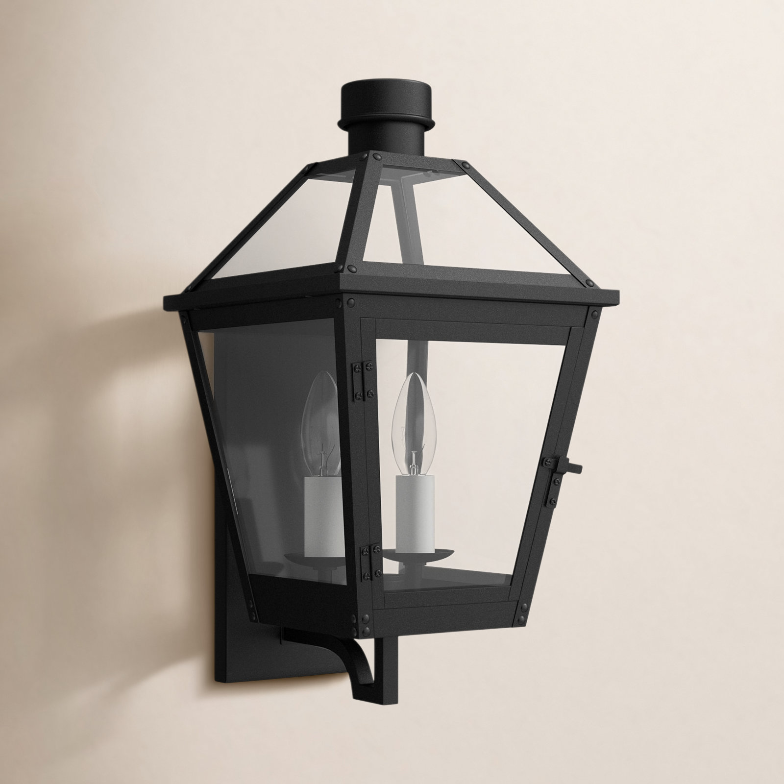 2 Light Empire Outdoor Wall Light, Textured Black