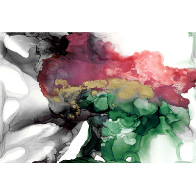 Emerald & Coral Expression I 1 Piece Wrapped Canvas Painting