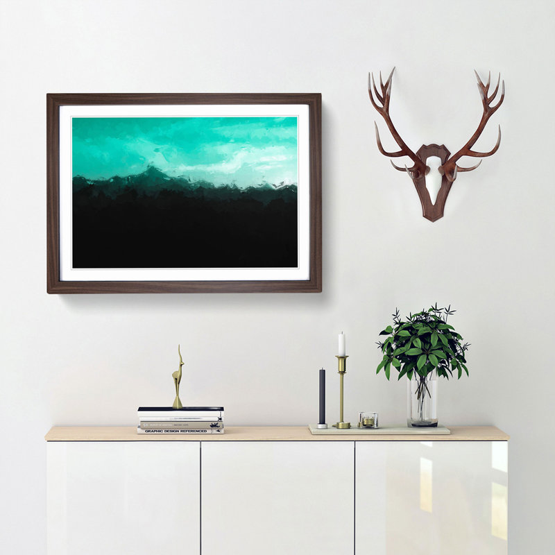 Mint Green Sky - Picture Frame Graphic Art Print, 27cm H x 36cm W x 2cm D, Walnut Framed