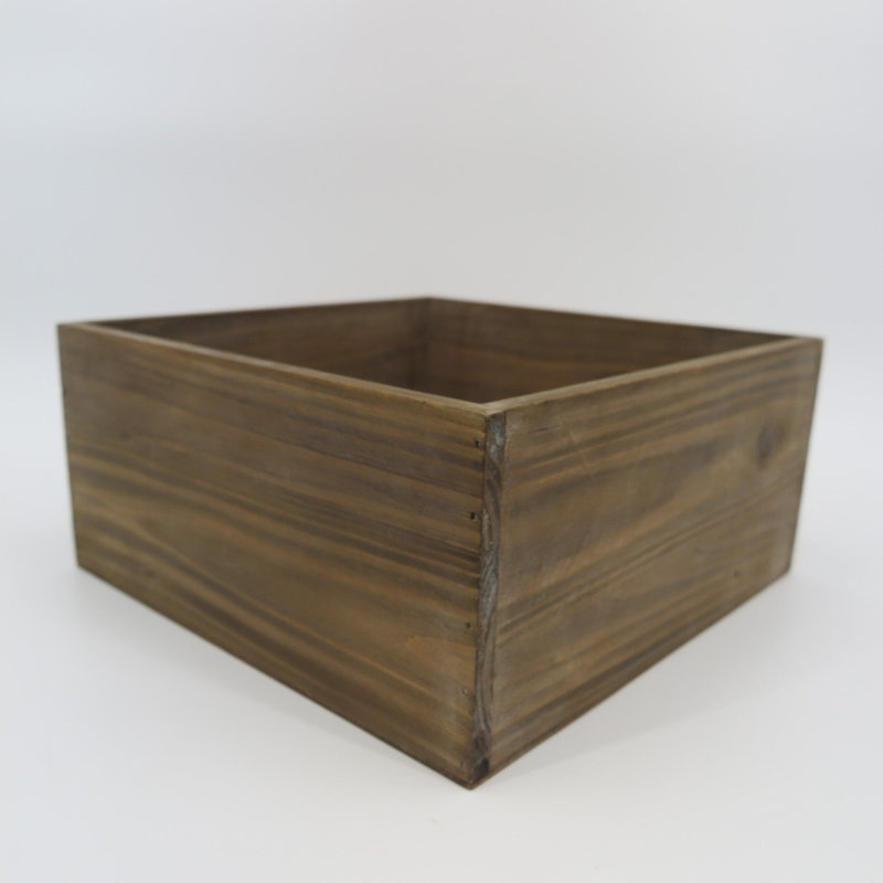 Boîte rectangulaire en bois à finition rustique, H 4,50 po x l 9,75 po x P 9,75 po