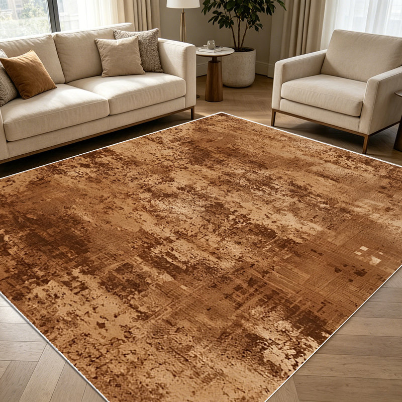 1PC Distressed Brown Vintage Textured Rustic Print area rugs for Living Room, Soft and Comfortable, Suitable for all seasons, easy-to-maintain, machine washable Indoor floor mat, Under Table Farmhouse suitable for dining table, bedroom, entryway,