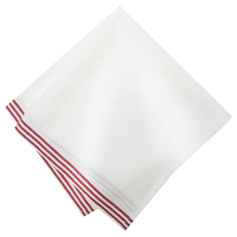 Alsace Square Napkin, White/Red