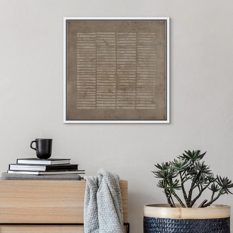 Linear Geometry " Geometric Minimal Retro Line Pattern Abstract Shapes Modern Art Decoration Boho Zen Nordic ", White Framed