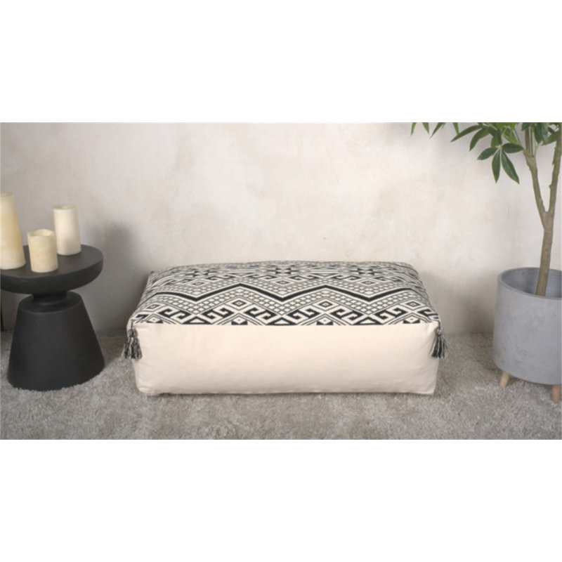 Pouf rectangulaire Kiki, repose-pieds polyvalent et coussin de sol rembourré de billes de polystyrène pour plus de confort et de soutien