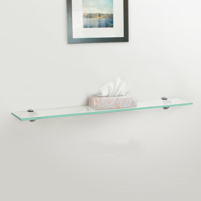 Glass Accent Shelf with Adjustable Shelves, 0.25" H x 27.5" W x 6" D, Low Iron