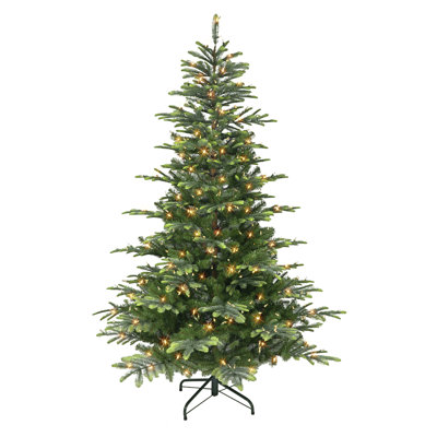 Sapin de Noël 90 po en mélange de PVC et PE vert avec 600 lumières DEL changeantes / combinées