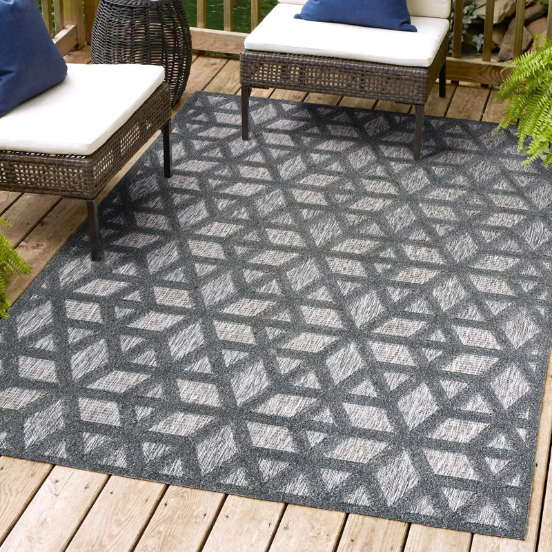 Tapis intérieur / extérieur gris foncé Talaia, Rectangle 3 pi 11 po x 6 pi