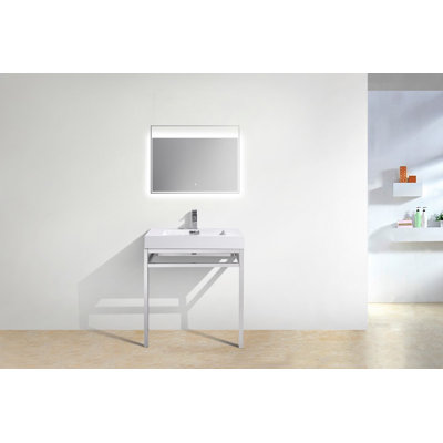 Lavabo de salle de bain console rectangulaire en céramique Serna