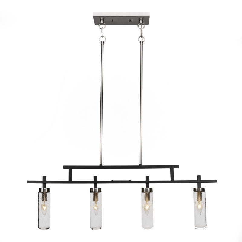 Bar 4 lumières Salinda, Bulle transparente, Noir mat/nickel brossé